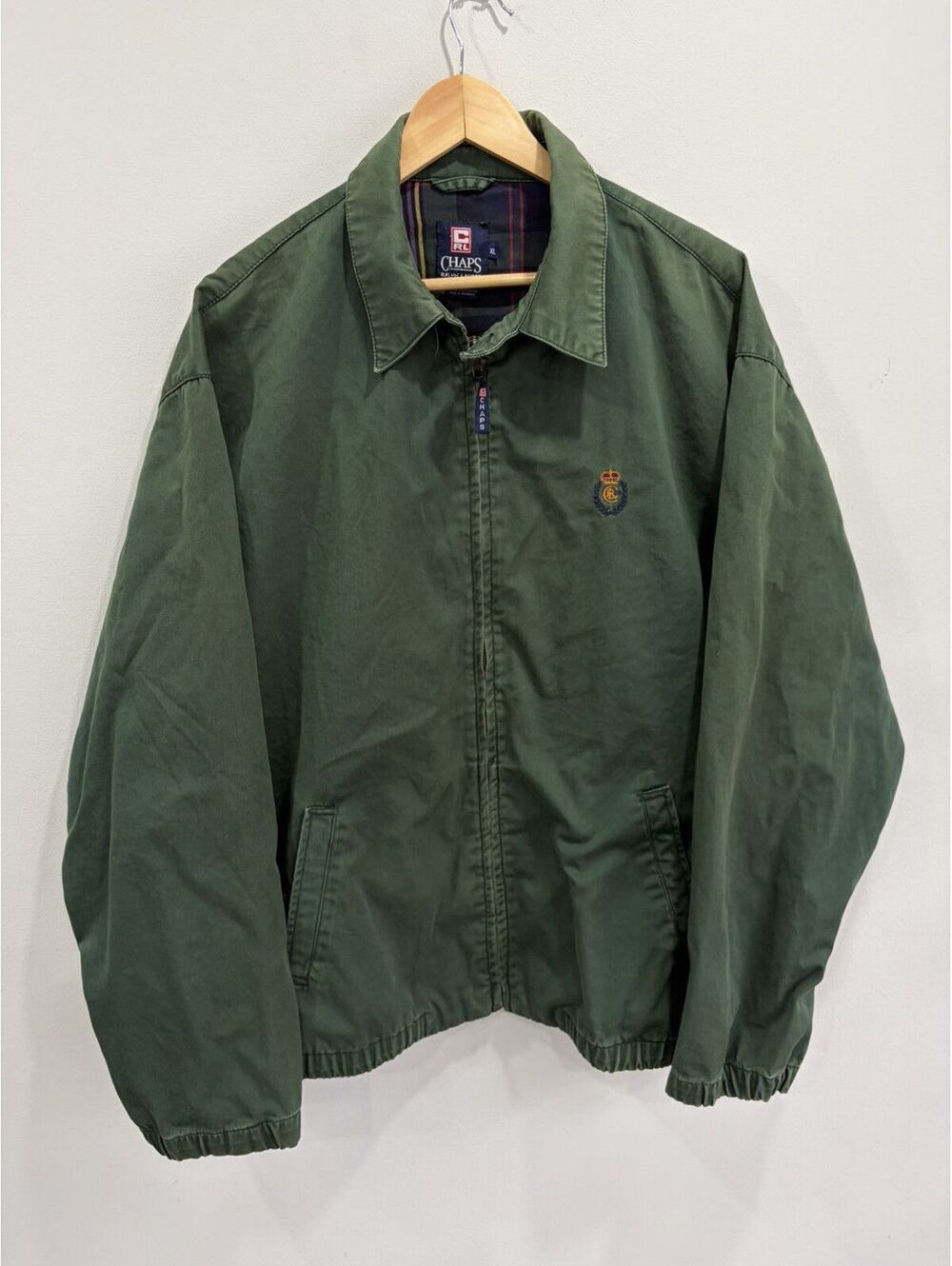 Vintage Ralph Lauren Polo Jacket Zip Plaid Lined Chaps green